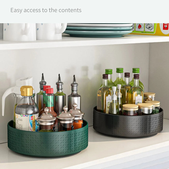 2 Tier Rotating Spice Rack Kitchen Countertop Organizer 360 Degree Rotating Storage Shelf for Condiments - Black - 4