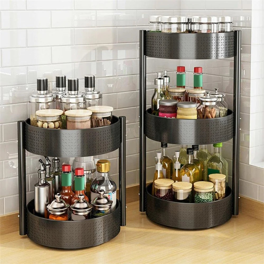 3 Tier Rotating Spice Rack Kitchen Countertop Organizer 360 Degree Turntable Storage Shelf - 7