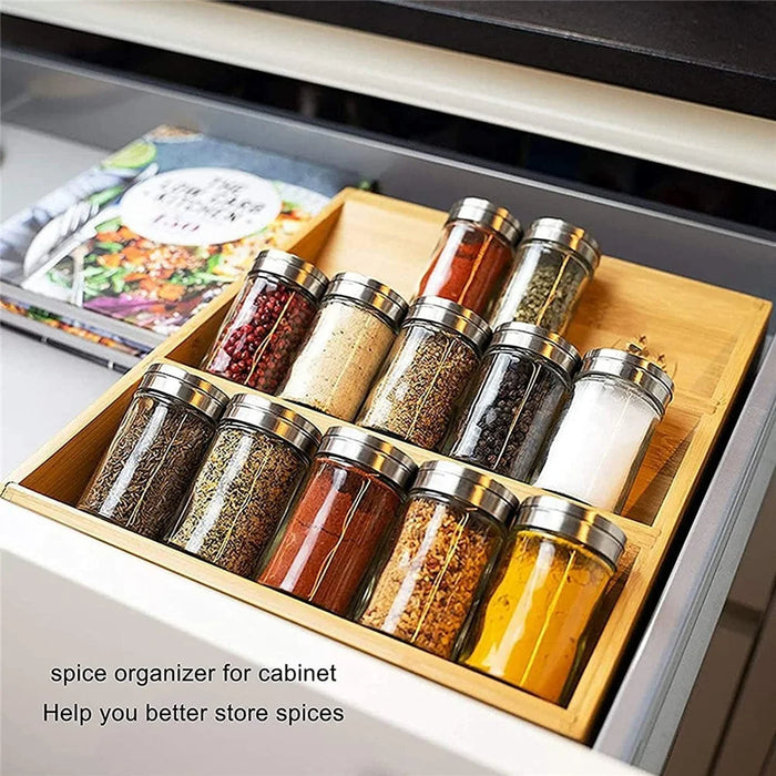 Kitchen Counter Organizer 3-Tier Bamboo Wood Spice Rack Storage Shelf for Condiments - 6