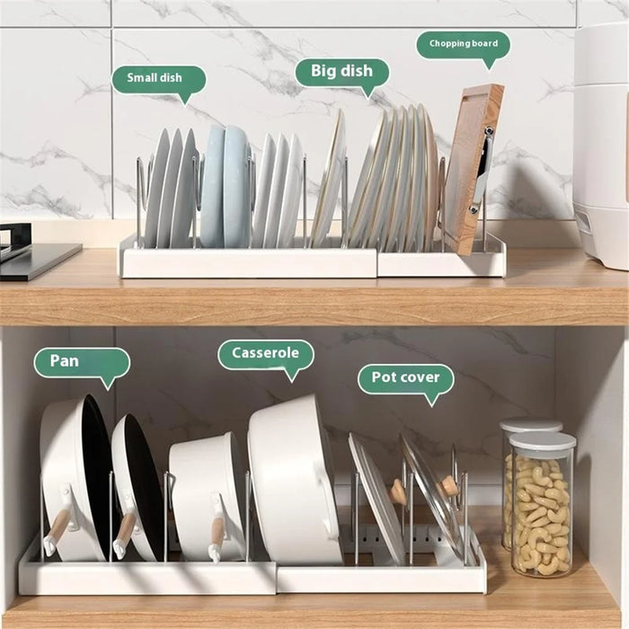 Extendable Pot Lid Organizer Kitchen Countertop Cabinet Storage Rack Stainless Steel + HIPS Cookware Holder - Black - 3