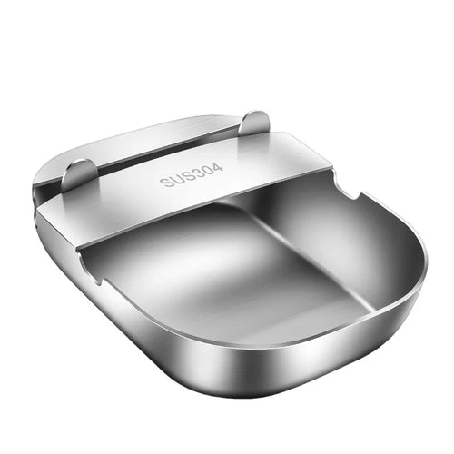 304 Stainless Steel Spoon Rest Pot Lid Holder Multi-function Kitchen Utensil Organizer - Silver - 1