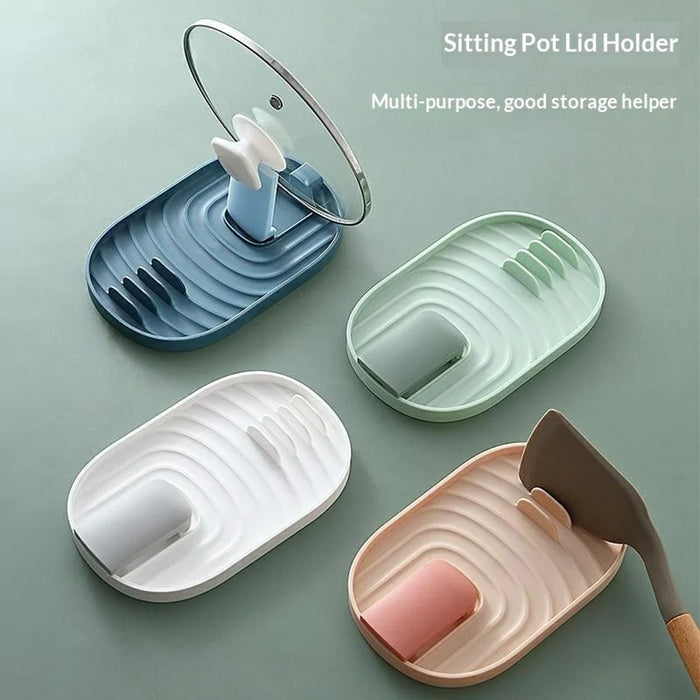 Foldable Pot Lid Spatula Holder Multi-Purpose Kitchen Organizer Rack for Cooking Utensils - Green - 2