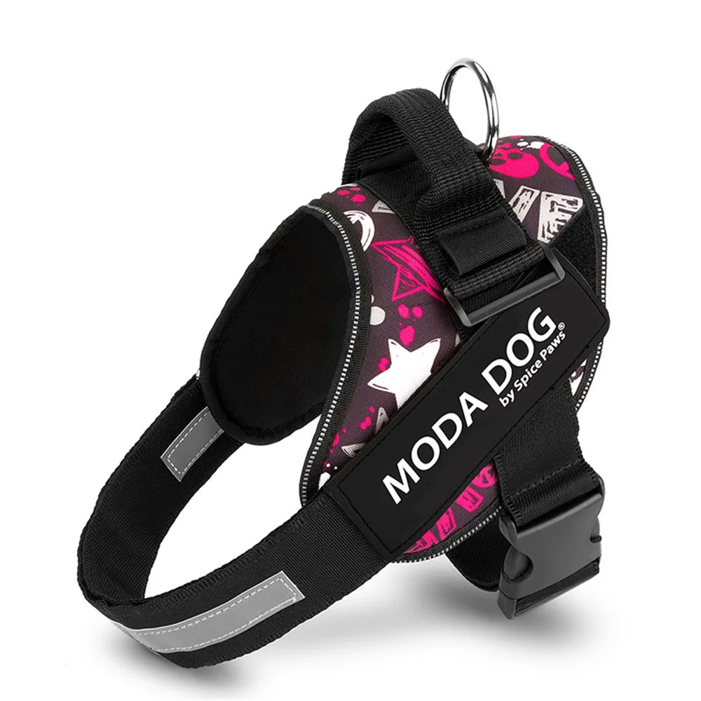 MODA DOG H047 Size M, Medium / Large Dog Harness Gift Side Clip Pet Vest Anti-Rush Easy Control Chest Strap with Reflective Strap - Peace Guard - Love - 1