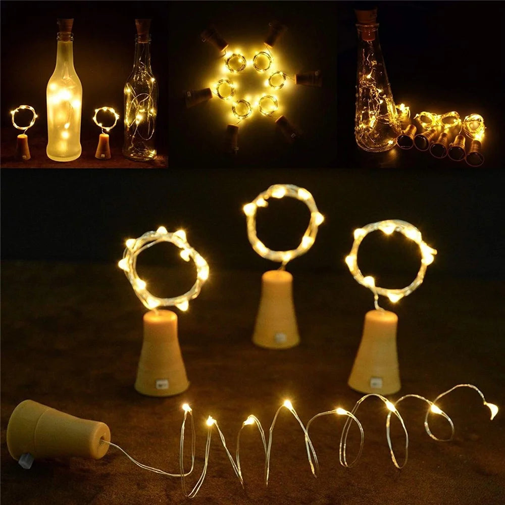 2m Wine Bottle Plug String Light Copper Wire LED Waterproof Festival Lighting Decor - Warm White - 4