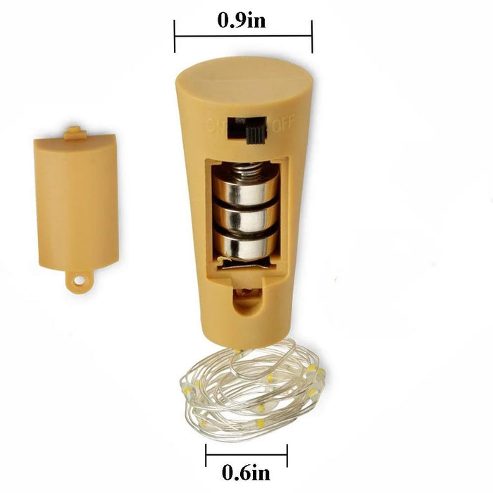 10Pcs Copper Wire 2m Wine Bottle Plug String Light LED Waterproof Festival Lighting Decor with 10Pcs Extra Batteries - White - 7
