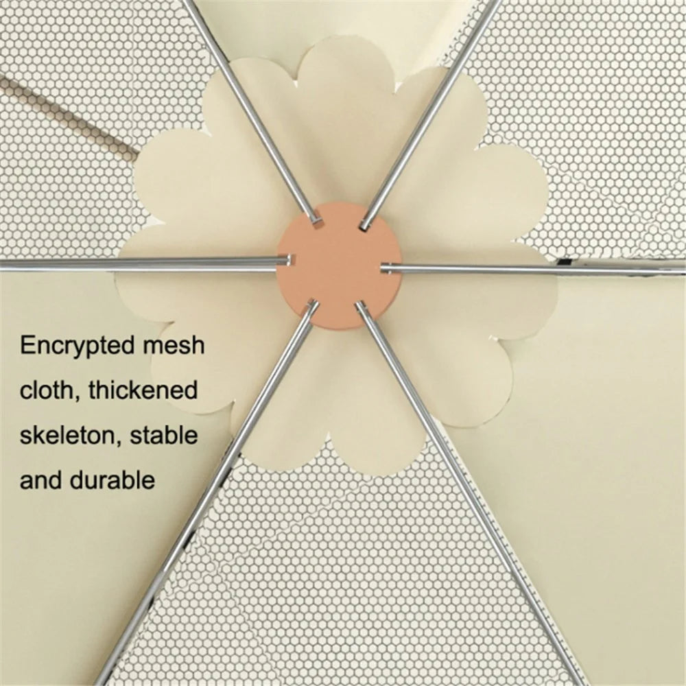 70cm Food Cover Collapsible Umbrella Dining Table Anti-mosquito Net Mesh Food Tent - English Letters+Smoke - 5