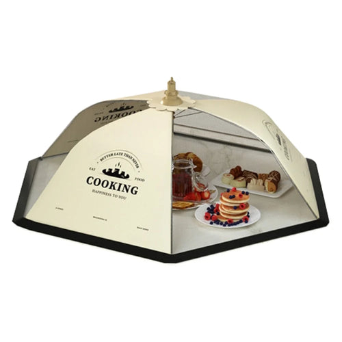 80cm Food Cover Reusable Collapsible Anti-mosquito Net Mesh Food Tent for Dining Table Picnics BBQ - English Letters+Smoke - 1