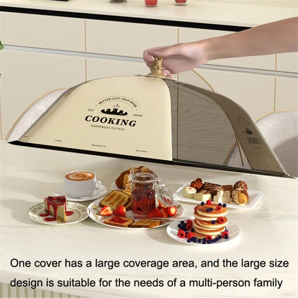 80cm Food Cover Reusable Collapsible Anti-mosquito Net Mesh Food Tent for Dining Table Picnics BBQ - English Letters+Smoke - 5