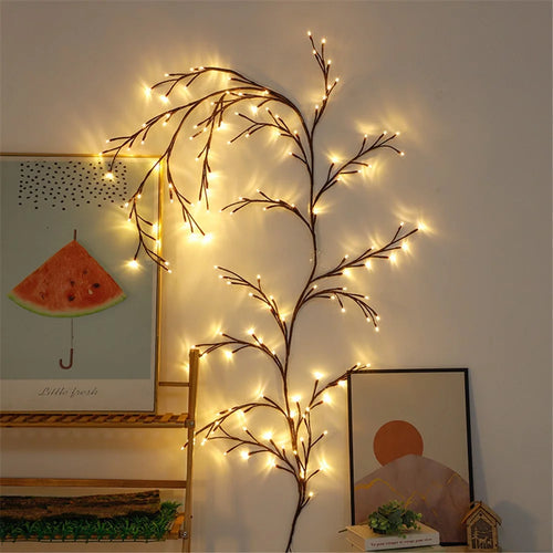 USB Powered Willow Vine LED Light DIY Room Decor Artificial Plants Tree Branches Lamp - 1