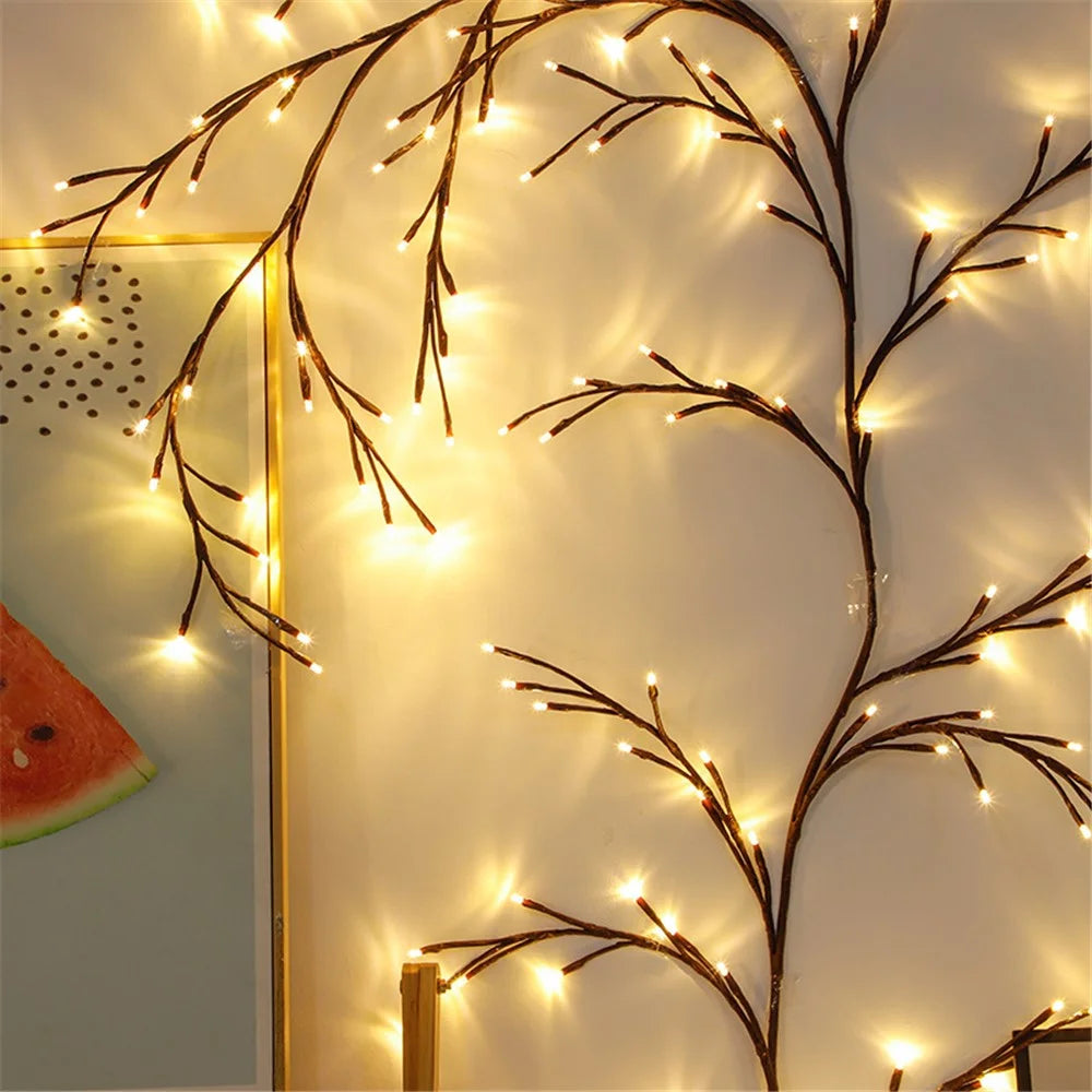USB Powered Willow Vine LED Light DIY Room Decor Artificial Plants Tree Branches Lamp - 6
