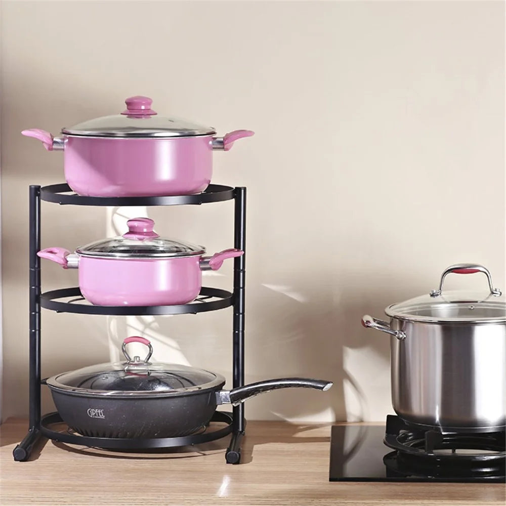 001-ZJ-GJ002 Kitchen Utensils Storage Rack 3-Tier Pot and Pans Shelf Stand - 2