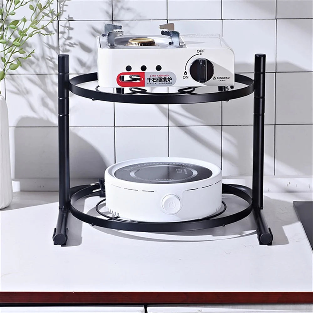001-ZJ-GJ002 2-Tier Kitchen Pot Rack Metal Iron Cookware Stand Storage Organizer - 3