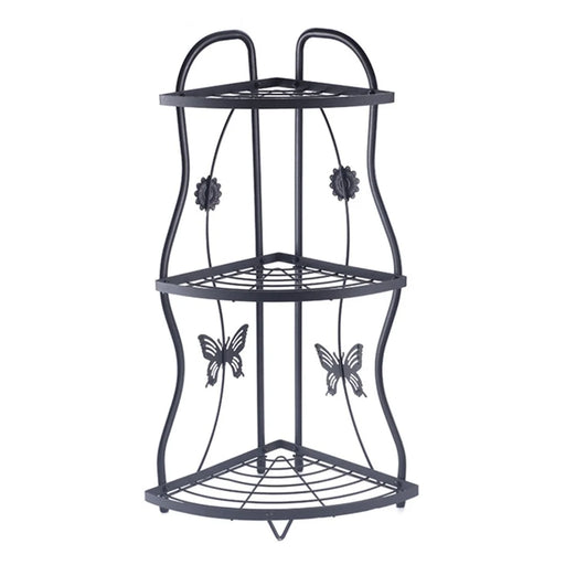 001-ZJ-SJ01 3 Layers Bathroom Organizer Punching Free Kitchen Storage Shelf with Butterfly Decor - 1