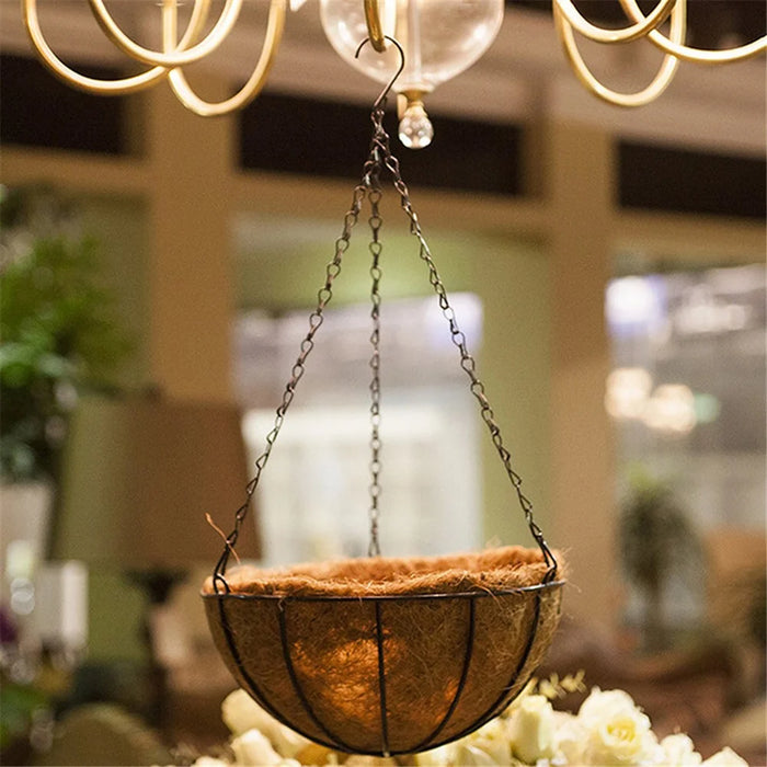 001-YZ01 12-inch Metal Hanging Planter Basket with Coir Liner (Semi-circular Umbrella Shape) - 2