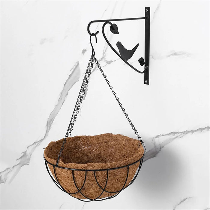 001-YZ01 12-inch Hanging Flower Pot Basket with Coir Liner Garden Decor (Semi-circular Mesh Shape) - 4