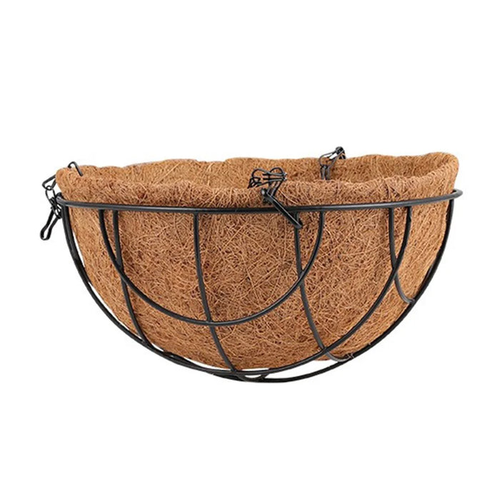 001-YZ01 12-inch Hanging Flower Pot Basket with Coir Liner Garden Decor (Semi-circular Mesh Shape) - 7
