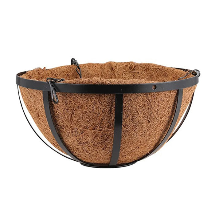 001-YZ01 14-inch Metal Chain Hanging Planter Basket Coir Liner Flower Pot (Round Shape) - 7