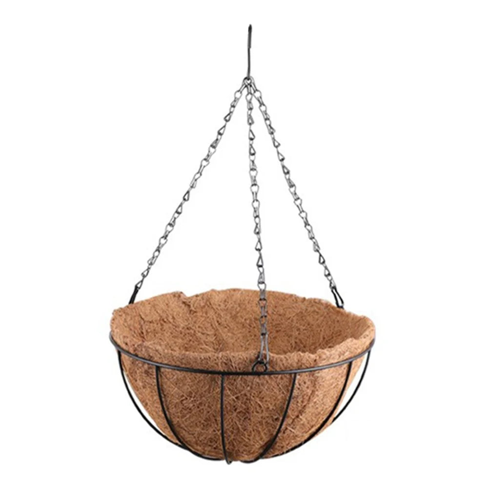 001-YZ01 12-inch Flower Pot Decorative Hanging Planter Basket with Coir Liner (Round Shape) - 1