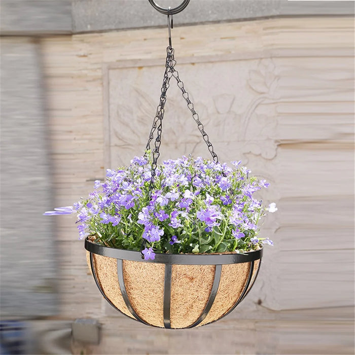 001-YZ01 12-inch Flower Pot Decorative Hanging Planter Basket with Coir Liner (Round Shape) - 2