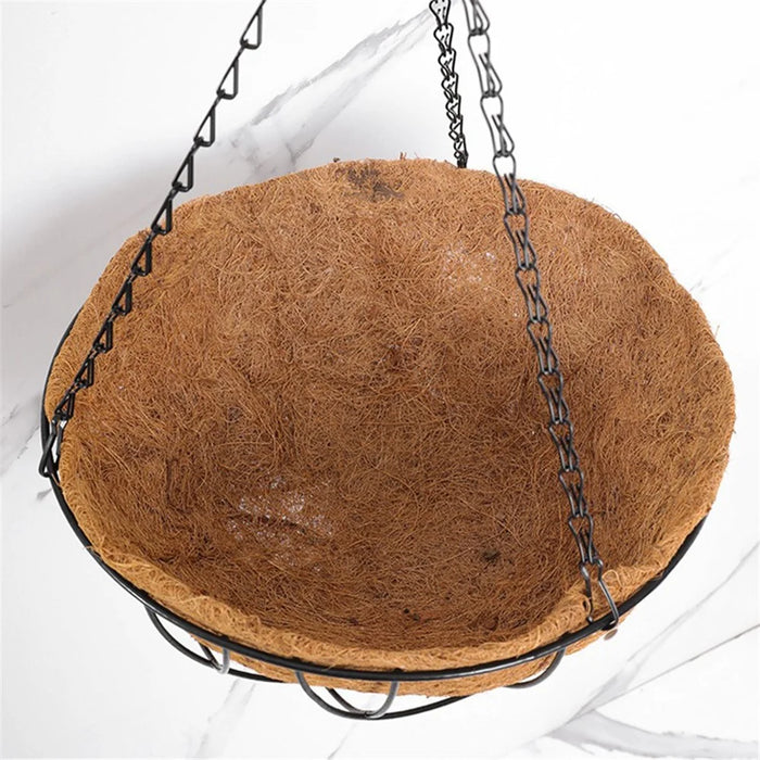 001-YZ01 14-inch Coir Liner Hanging Planter Basket Maple Leaf Design Flower Pot - 3