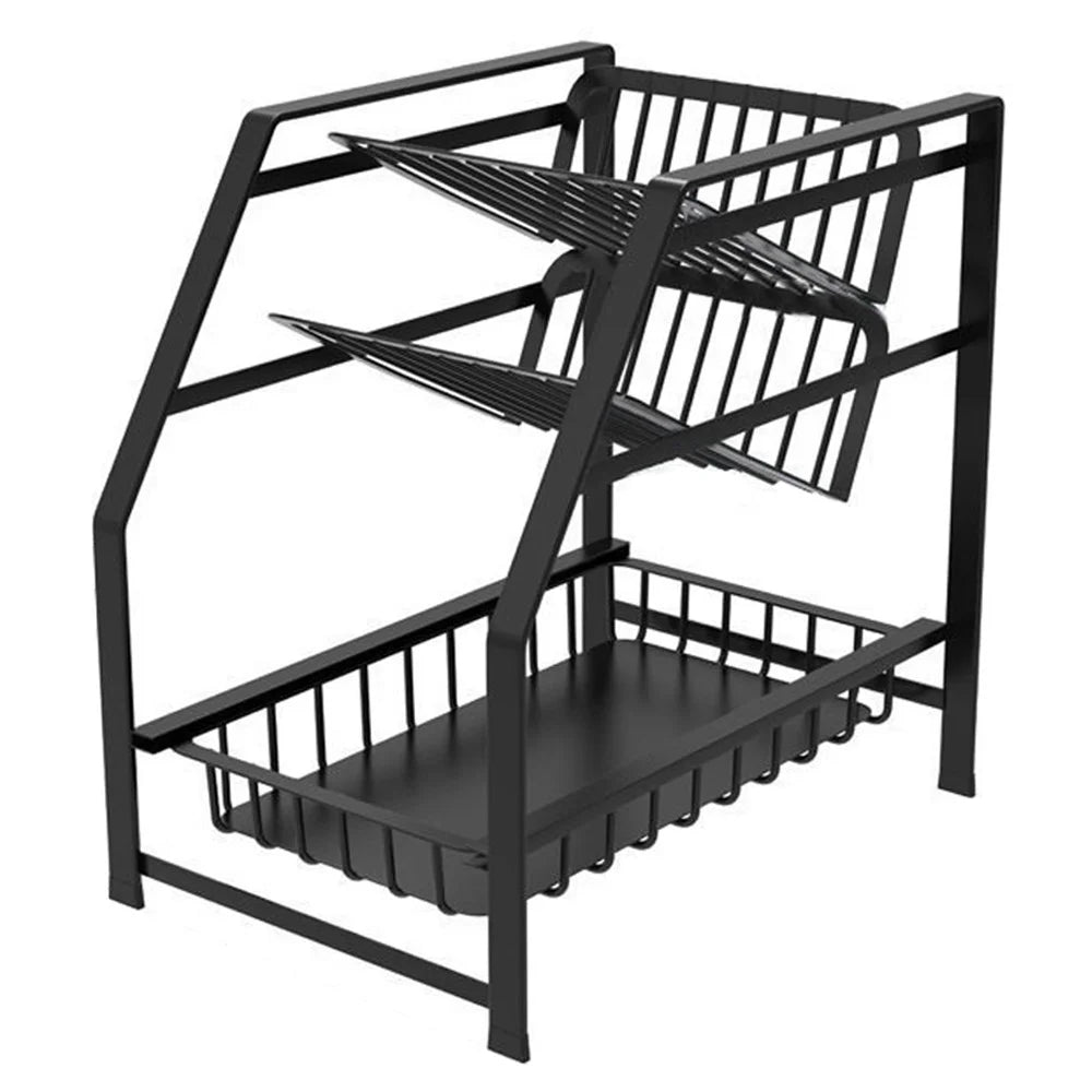003XH-0013-1 Wrought Iron Spice Rack for Kitchen Household, 3-Tiered Storage Shelf for Seasoning Ingredients, Black - 1