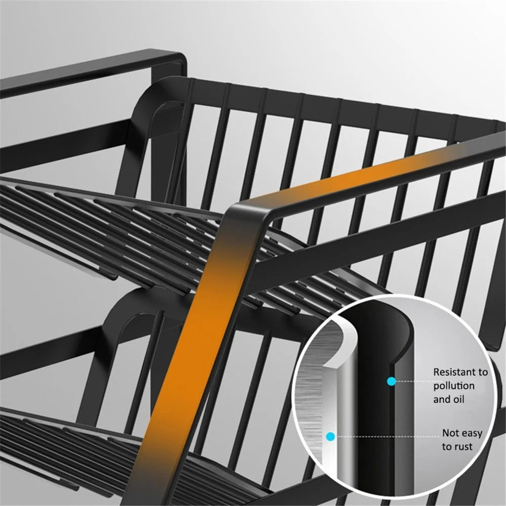 003XH-0013-1 Wrought Iron Spice Rack for Kitchen Household, 3-Tiered Storage Shelf for Seasoning Ingredients, Black - 3
