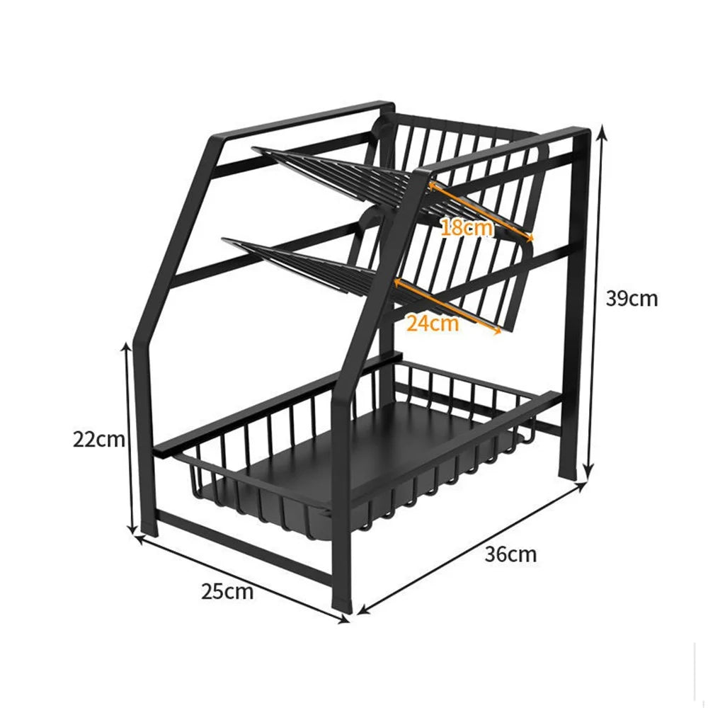 003XH-0013-1 Wrought Iron Spice Rack for Kitchen Household, 3-Tiered Storage Shelf for Seasoning Ingredients, Black - 5