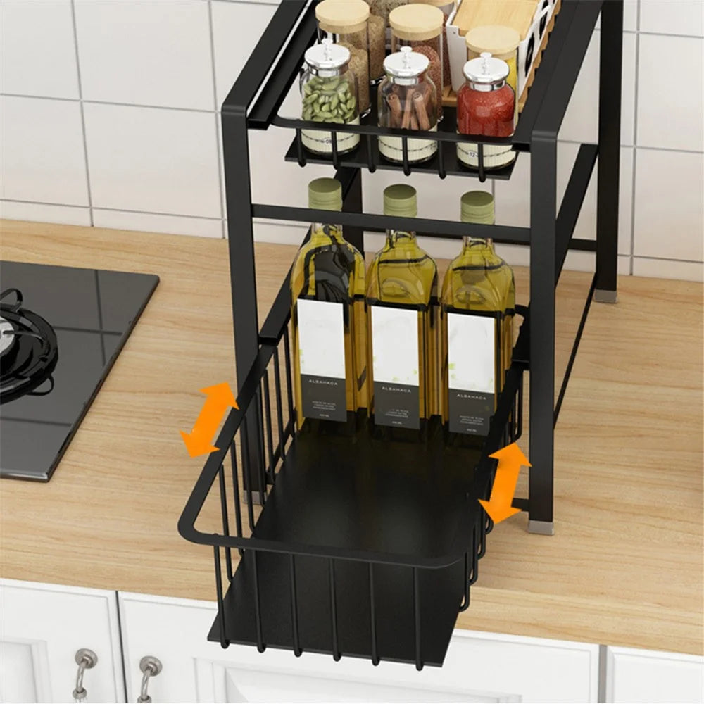 003XH-0013-2 Two-Tiered Floor Standing Spice Rack for Kitchen, Home Organizer Shelf for Condiments - 3