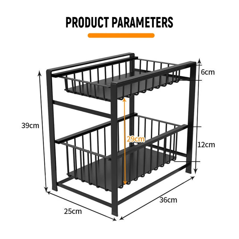 003XH-0013-2 Two-Tiered Floor Standing Spice Rack for Kitchen, Home Organizer Shelf for Condiments - 6