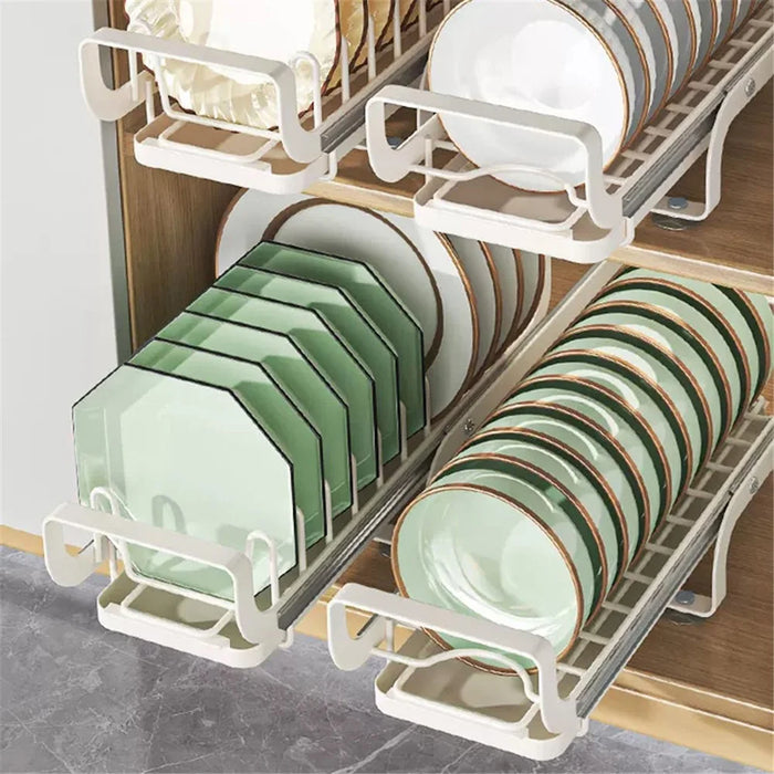 003XH-0027-1 Pull Out Dish Rack Multifunctional Slideable Dish Drying Holder with Drainboard - 6