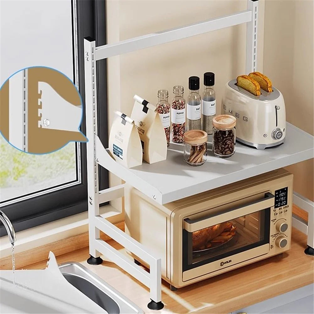 006-WBL-6971A-58WH Clip-On Style Kitchen Microwave Shelf Rack, Iron Storage Holder - Black - 2