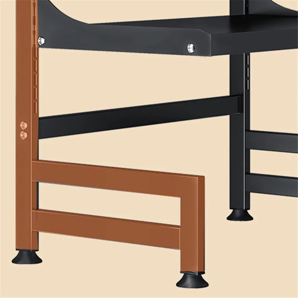 006-WBL-6964A-53 Microwave Oven Rack Height Adjustable Toaster Iron Shelf Organizer - Black - 5