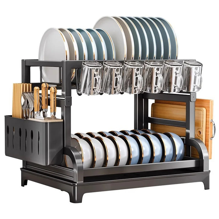 004YS2307111 Multi-Layer Kitchen Storage Rack Organizer for Bowls, Plates, Draining Rack for Cutlery, and Cups - 1