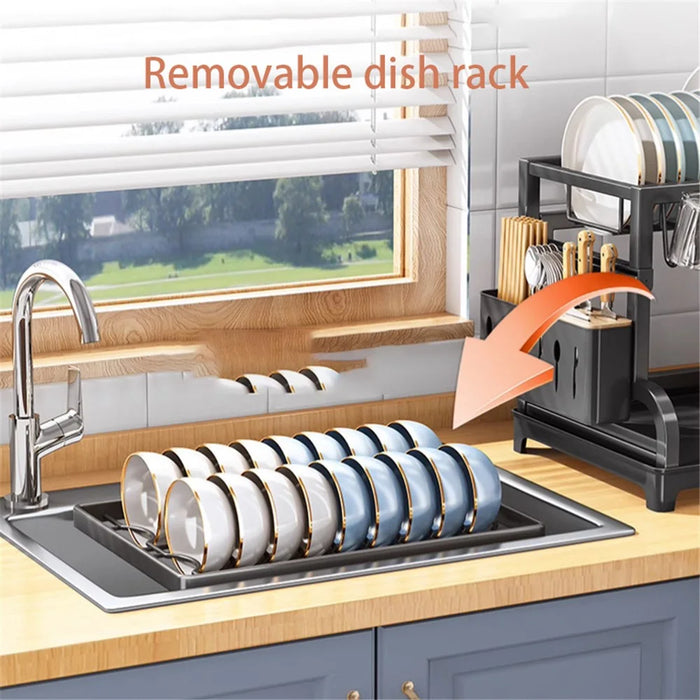 004YS2307111 Multi-Layer Kitchen Storage Rack Organizer for Bowls, Plates, Draining Rack for Cutlery, and Cups - 2