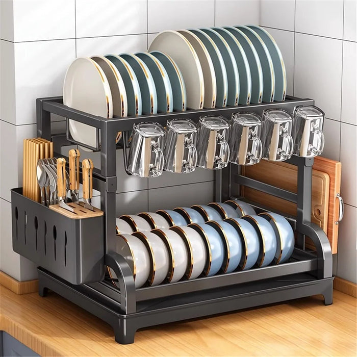 004YS2307111 Multi-Layer Kitchen Storage Rack Organizer for Bowls, Plates, Draining Rack for Cutlery, and Cups - 3