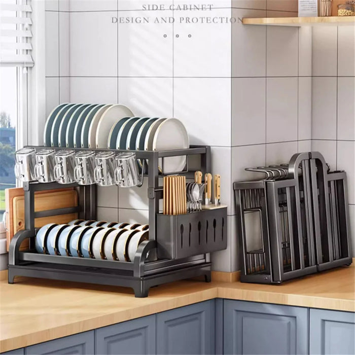 004YS2307111 Multi-Layer Kitchen Storage Rack Organizer for Bowls, Plates, Draining Rack for Cutlery, and Cups - 4