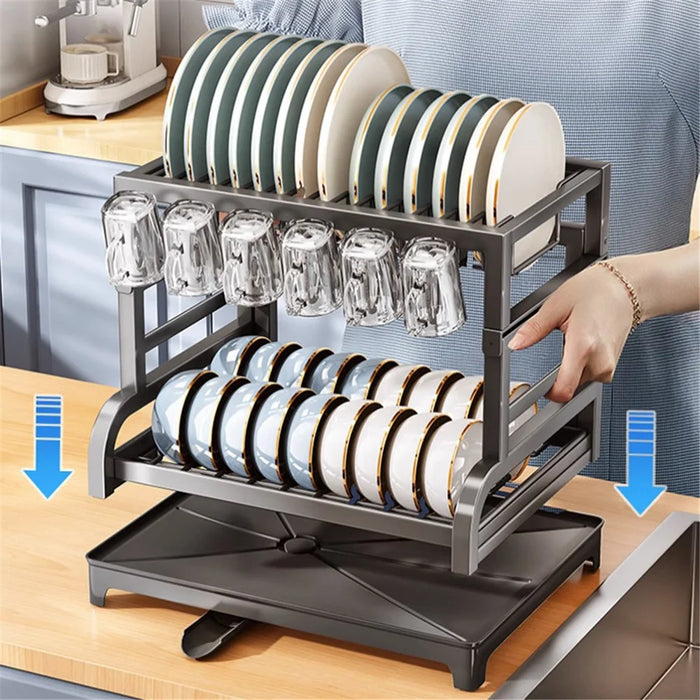 004YS2307111 Multi-Layer Kitchen Storage Rack Organizer for Bowls, Plates, Draining Rack for Cutlery, and Cups - 5