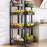 004YS2306015 Foldable Fruit and Vegetable Storage Rack Installation-free 4 Tiers Kitchen Storage Cart with Wheels - Black - 2
