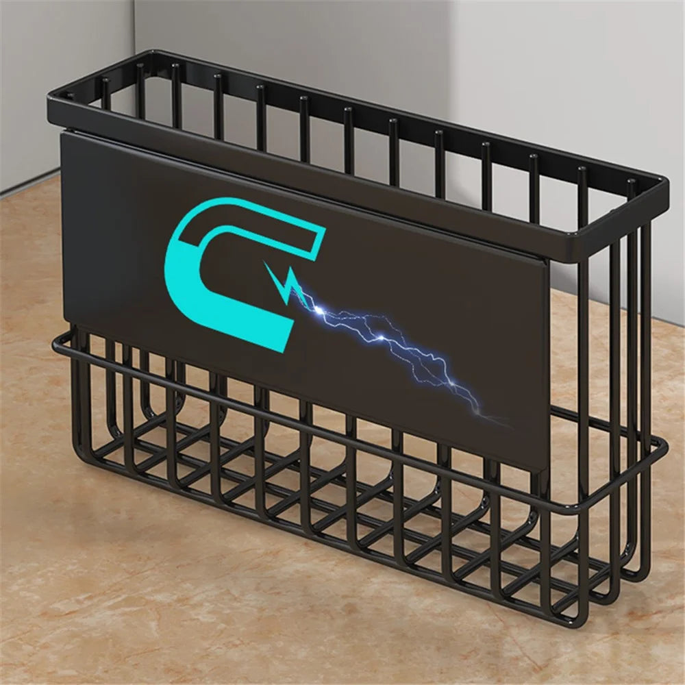 005JGL1003 2Pcs Size S+Size L Magnetic Storage Rack Kitchen Tissue Refrigerator Seasoning Organizer - Black - 3