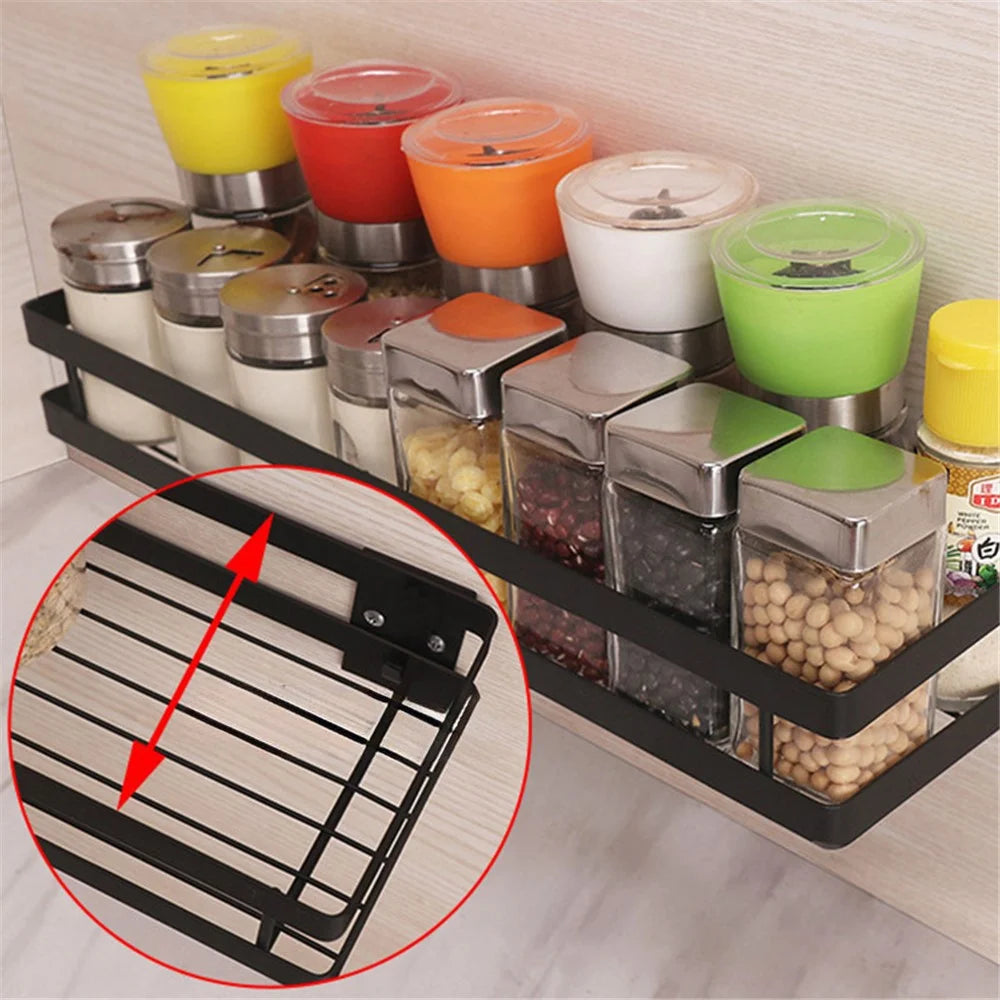 008YC1002 20cm Metal Iron Storage Rack Wall Mount Kitchen Shelf for Spice Seasoning - 2