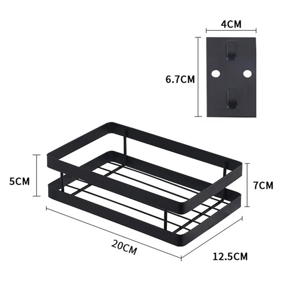 008YC1002 20cm Metal Iron Storage Rack Wall Mount Kitchen Shelf for Spice Seasoning - 6
