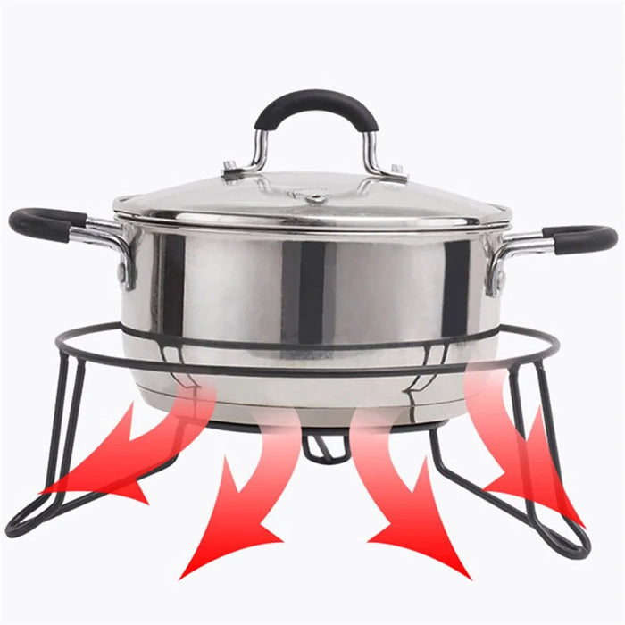 008YC1019 Iron Wire Pot Riser Storage Rack Floor Kitchen Holder Stand for Soup Pot - Black - 4