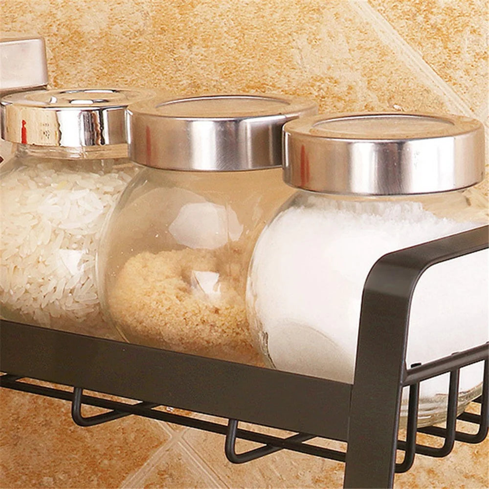 008YC1012-13 Iron Wire 3-Layer Multi-purpose Storage Rack Kitchen Spice Shelf - Flat Bottom - 3