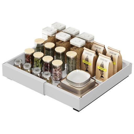 006-DG-70183-WH 32-48cm Retractable Spice Rack Organizer Punch-free Pull-out Cabinet Organize - 1