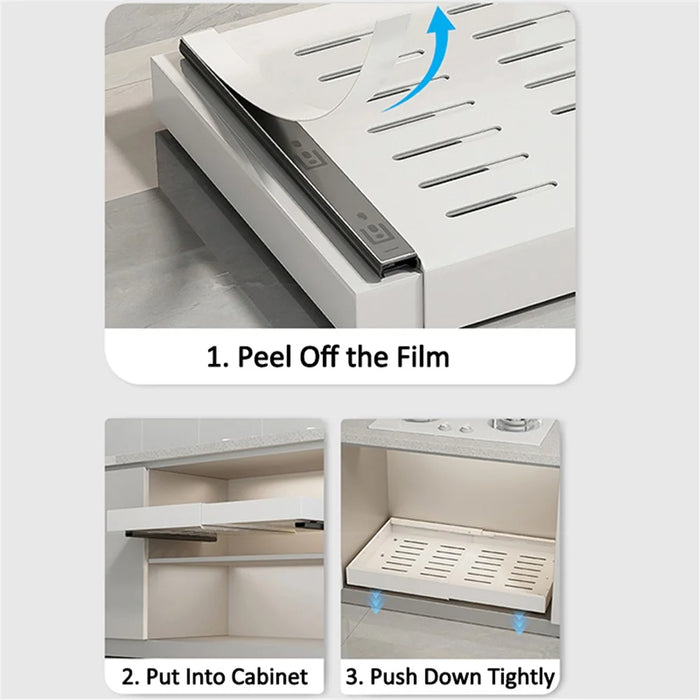 006-DG-70183-WH 32-48cm Retractable Spice Rack Organizer Punch-free Pull-out Cabinet Organize - 5
