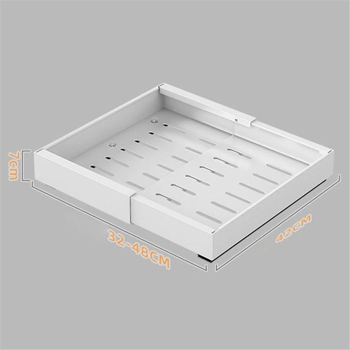 006-DG-70183-WH 32-48cm Retractable Spice Rack Organizer Punch-free Pull-out Cabinet Organize - 6