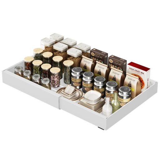 006-DG-70176-WH Spice Rack Organizer Punch-free Pull-out Cabinet Organizer, Retractable 44 to 68cm - 1