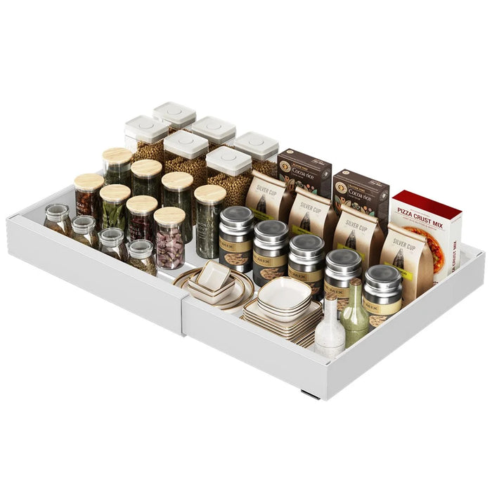 006-DG-70176-WH Spice Rack Organizer Punch-free Pull-out Cabinet Organizer, Retractable 44 to 68cm - 1