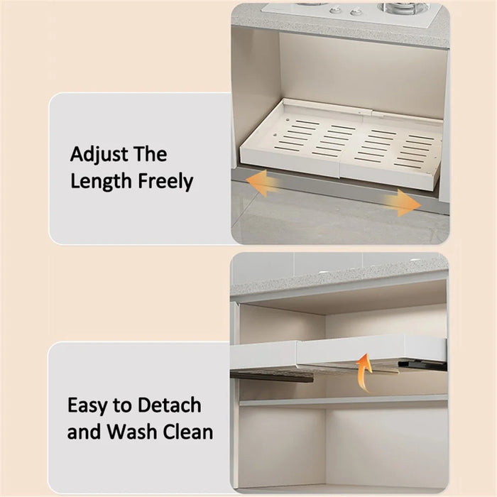 006-DG-70176-WH Spice Rack Organizer Punch-free Pull-out Cabinet Organizer, Retractable 44 to 68cm - 7