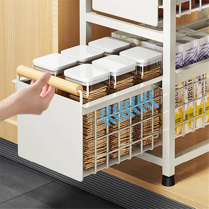 006-ZWJ-6938-1WH Spice Rack Organizer Multifunctional Pull Out Seasoning Rack for Kitchen Cabinet, 39x24.5x28.5cm - White - 2